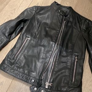 Massimo Dutti black leather jacket